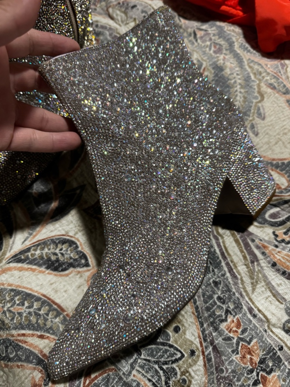 Betsey Johnson Silver Crystal Embellished Ankle Booties